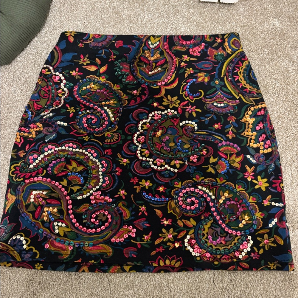 Love the Label colorful and rhinestone mini skirt